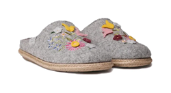 PANTOFOLE DA DONNA IN FELTRO CON FIORI SILVESTRE
